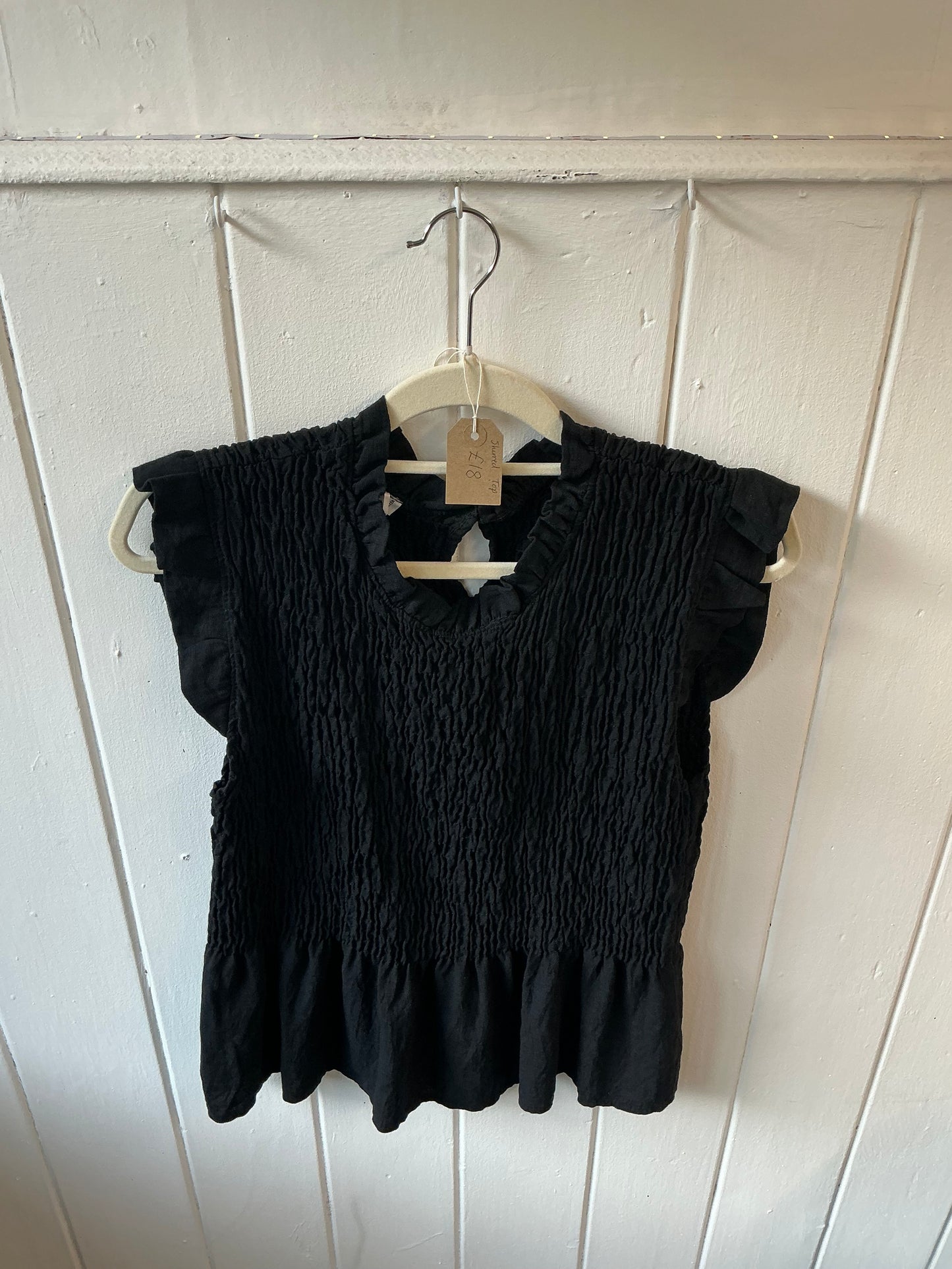 Black Shirred Top