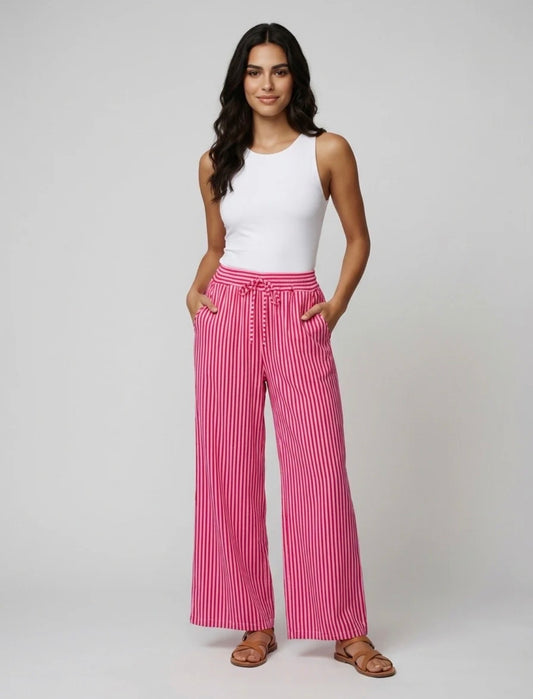 Candy Pink Striped Trousers