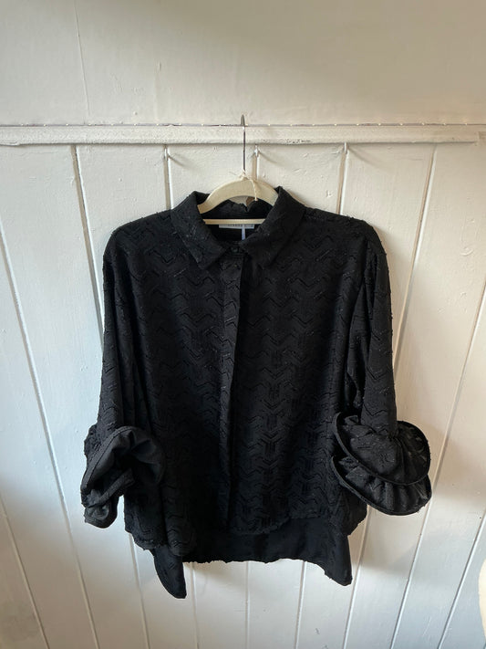 Black Frilled Sleeve Shirt