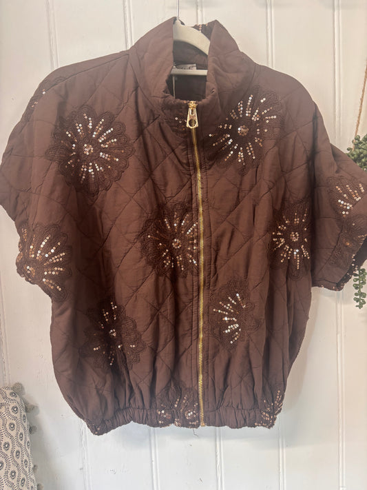 Bordeaux Sequin Flower Bomber