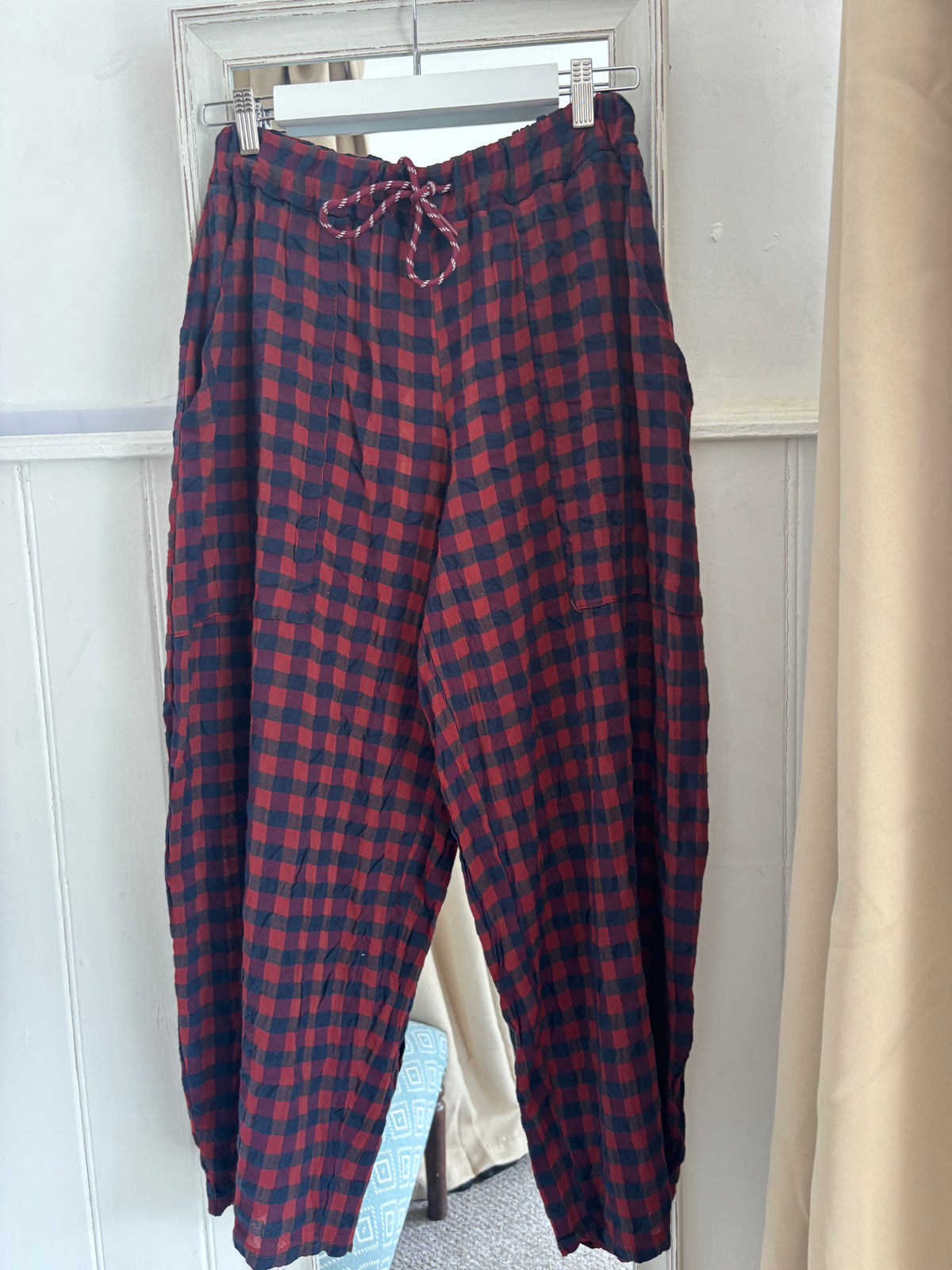 Plaid Drawstring Barrel