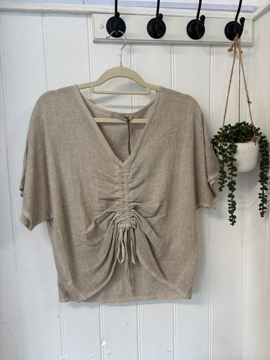 Linen Ruched Top