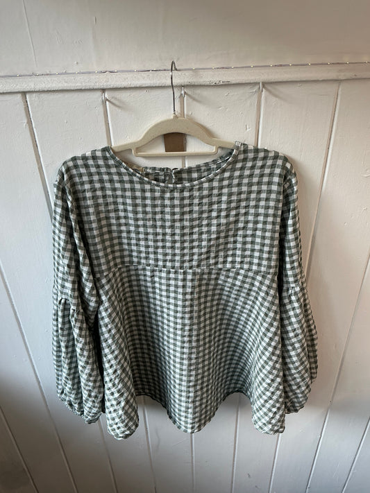 Gingham Blouse Green