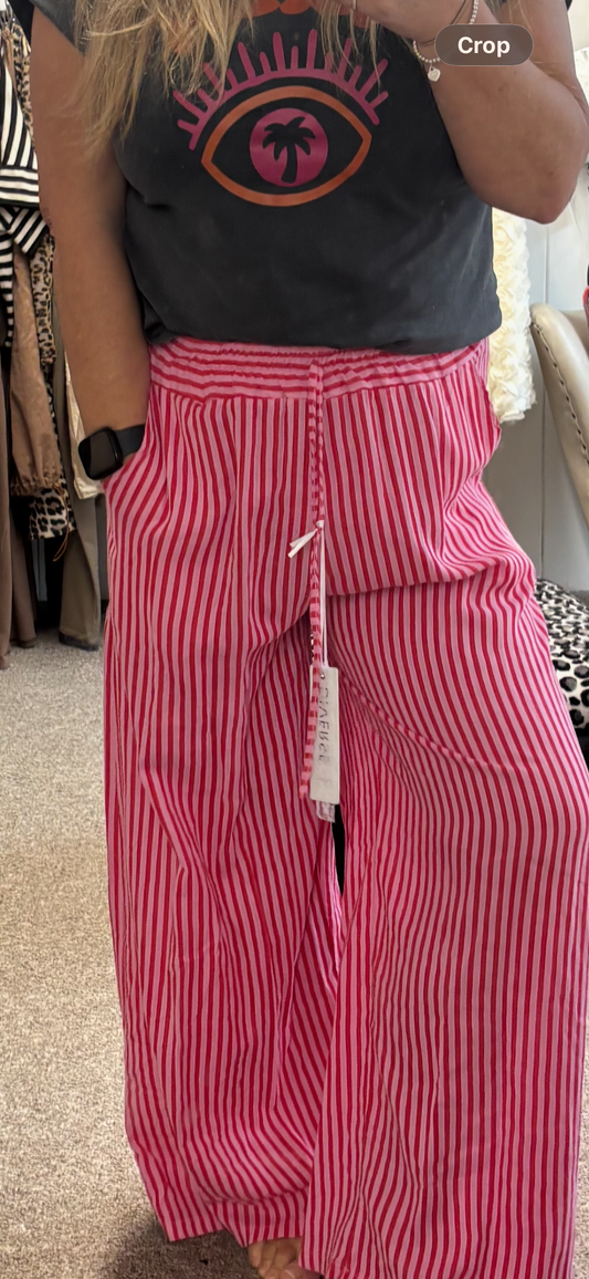 Candy Pink Striped Trousers