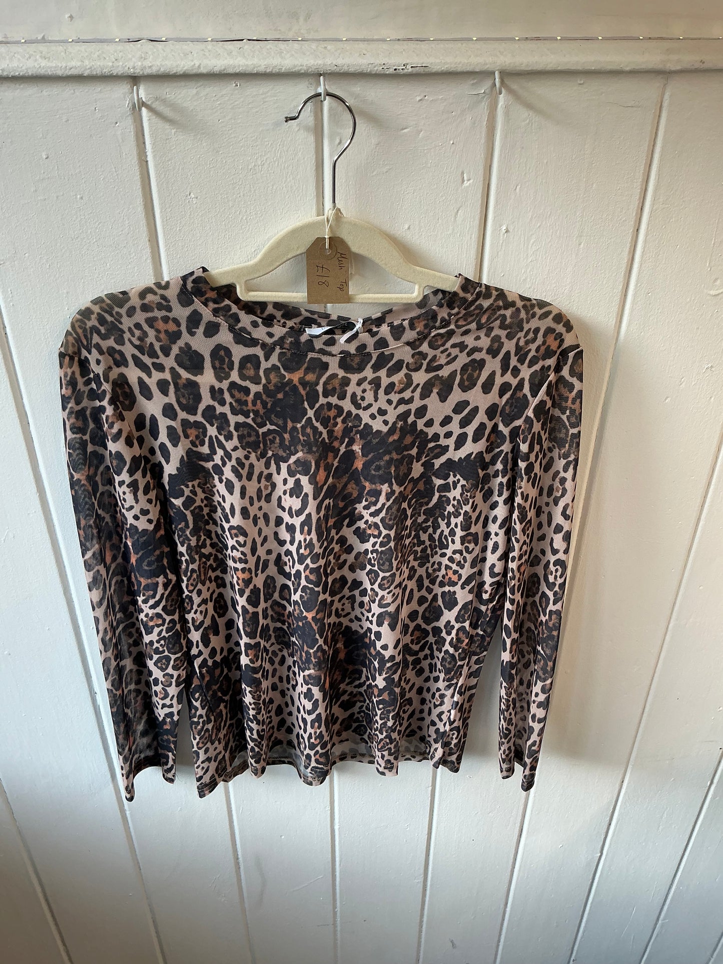 Dark Leopard Print Mesh Top