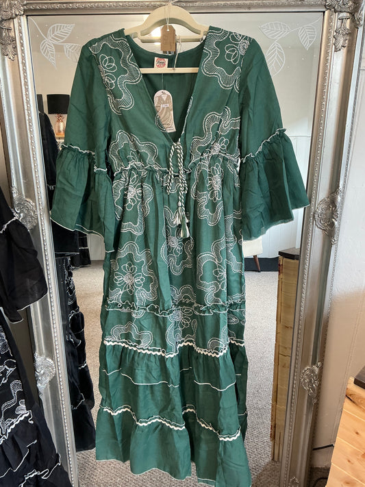 Embroidered Green Dress