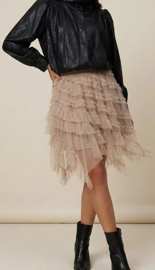 Mini Beige Tulle Skirt