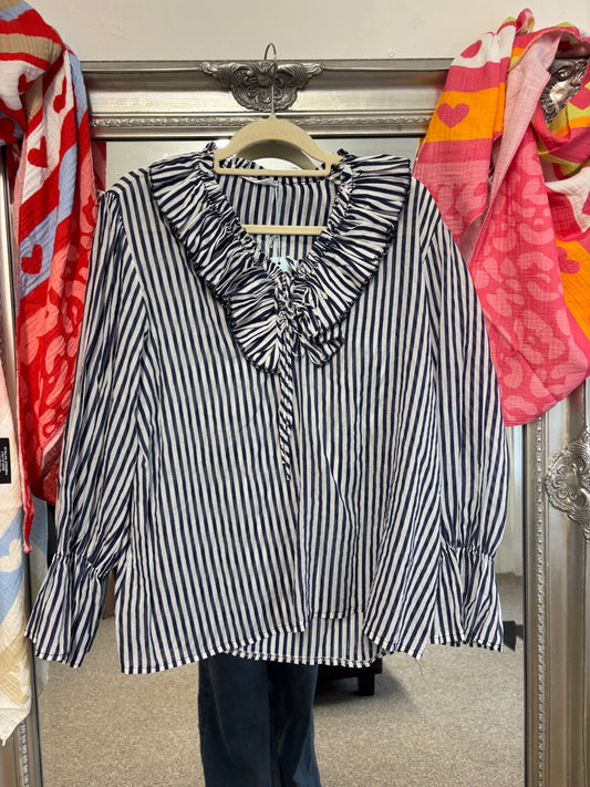 Striped Ruffle Blouse
