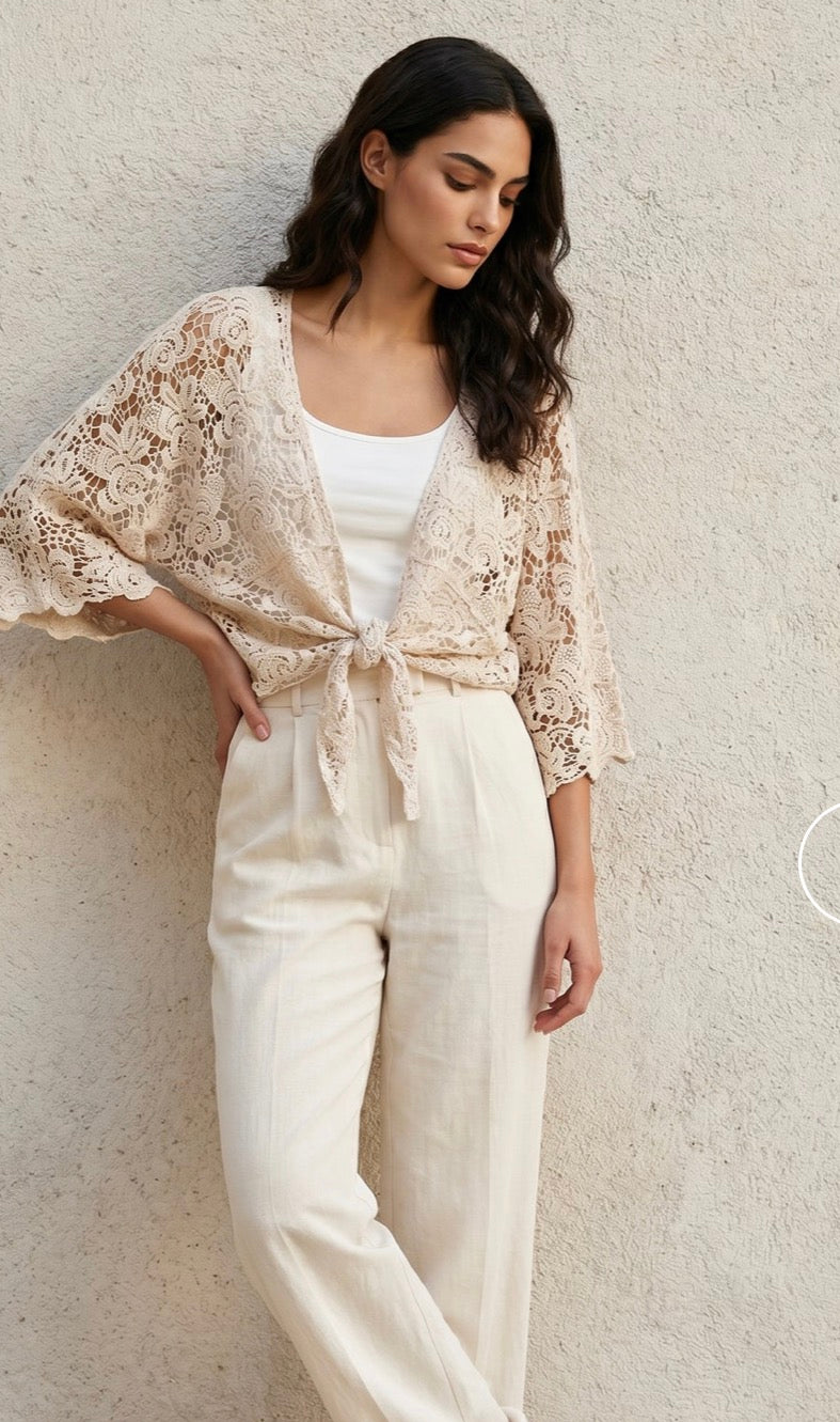 Tie Front Crochet style Shrug