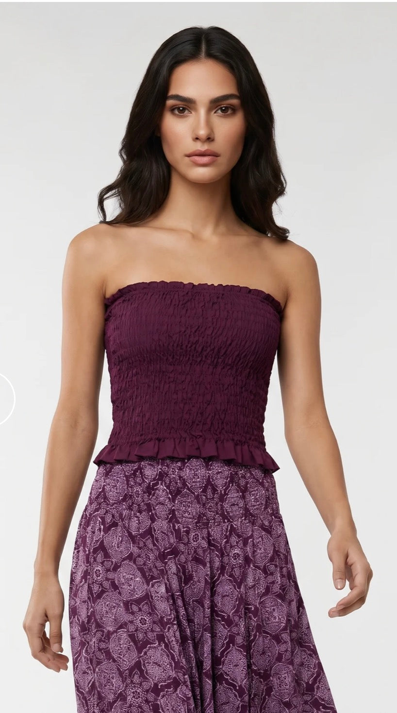 Bandeau  Shirred Tube Top
