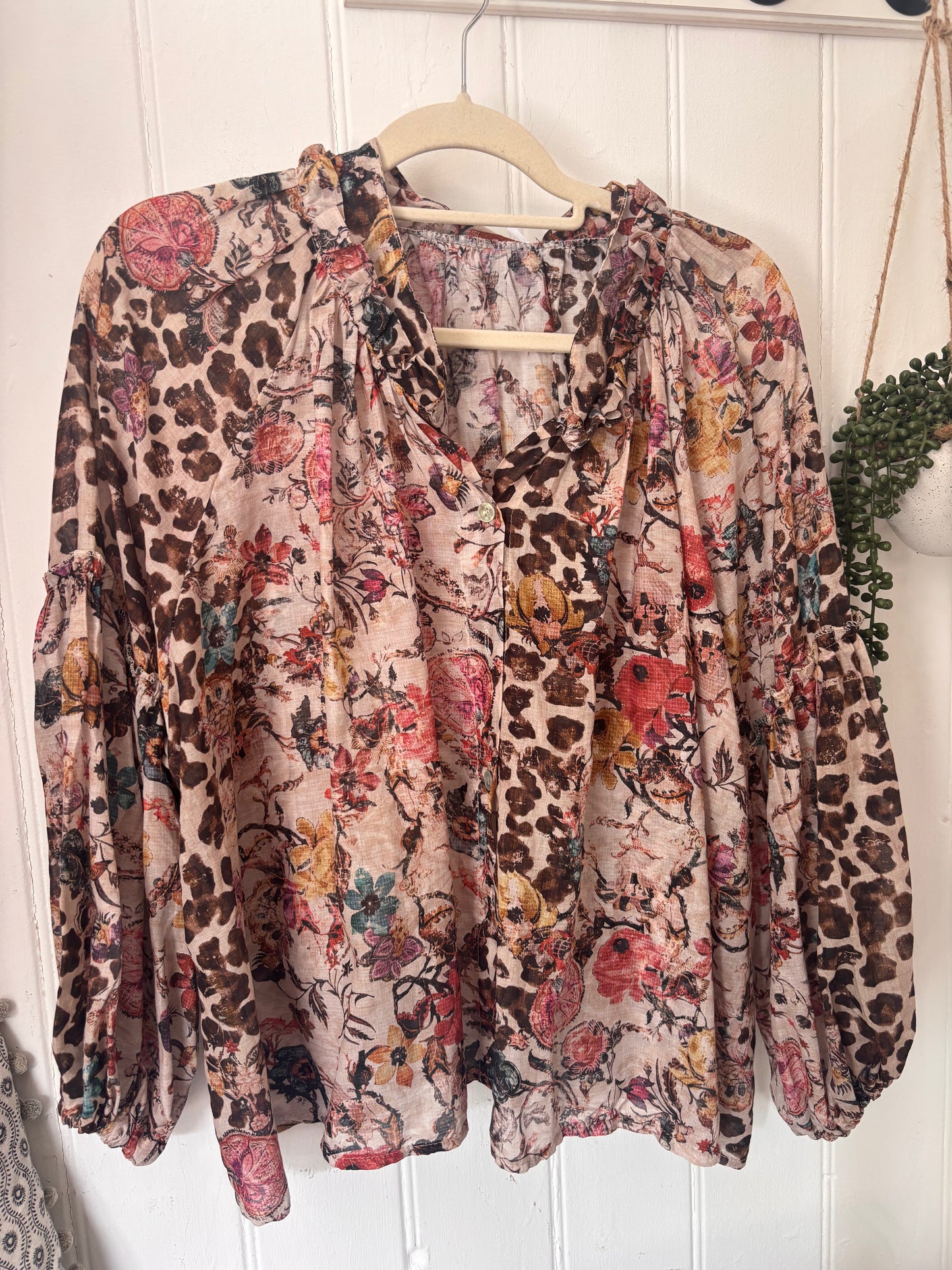 Boho Leopard Floral Blouse