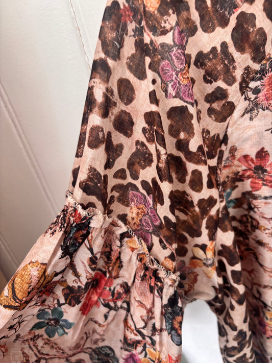 Boho Leopard Floral Blouse